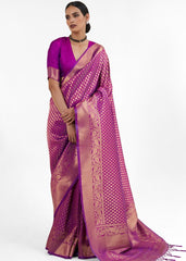 Lollipop Purple Kanjivaram Soft Woven Silk Saree - Colorful Saree