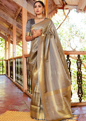 Dove Grey Woven Kanjivaram Saree:Limited Edition : Top Pick - Colorful Saree