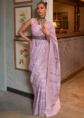 Lavender Purple Kashmiri Woven Cotton Silk Saree - Colorful Saree