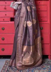 Mauve Purple Copper Zari Woven Silk Saree with Sequence work - Colorful Saree