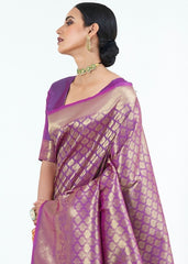 Irish Purple Woven Kanjivaram Silk Saree : Limited Edition - Colorful Saree