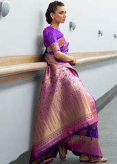 Royal Purple Woven Banarasi Silk Saree with overall Butti - Colorful Saree