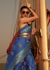 Shades Of Blue Two Tone Designer Satin Silk Saree - Colorful Saree
