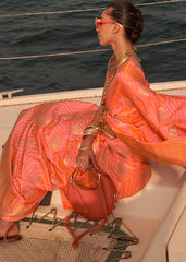 Orange & Pink Two Tone Designer Satin Silk Saree - Colorful Saree
