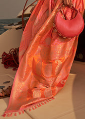 Orange & Pink Two Tone Designer Satin Silk Saree - Colorful Saree