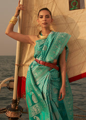 Shades Of Green Two Tone Designer Satin Silk Saree - Colorful Saree