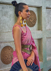 SpicyPink Purple Chikankari Weaving Silk Saree with Sequins work - Colorful Saree