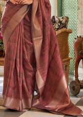 Chestnut Brown Two Tone Handloom Weaving Organza Silk Saree : Top Pick - Colorful Saree