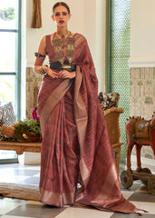 Chestnut Brown Two Tone Handloom Weaving Organza Silk Saree : Top Pick - Colorful Saree