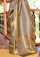 Dove Grey Woven Kanjivaram Saree:Limited Edition : Top Pick - Colorful Saree