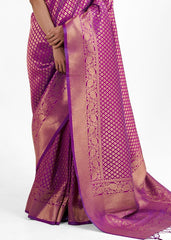 Lollipop Purple Kanjivaram Soft Woven Silk Saree - Colorful Saree