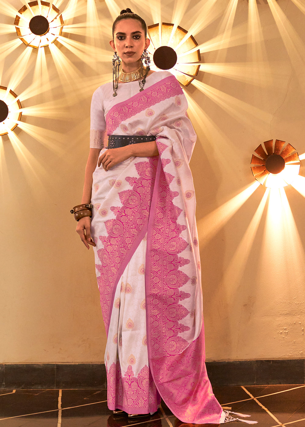 Shades Of Pink Handloom Woven Banarasi Silk Saree - Colorful Saree