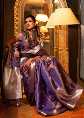 Electric Purple Two Tone Handloom Woven Organza Silk Saree - Colorful Saree