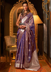 Electric Purple Two Tone Handloom Woven Organza Silk Saree - Colorful Saree