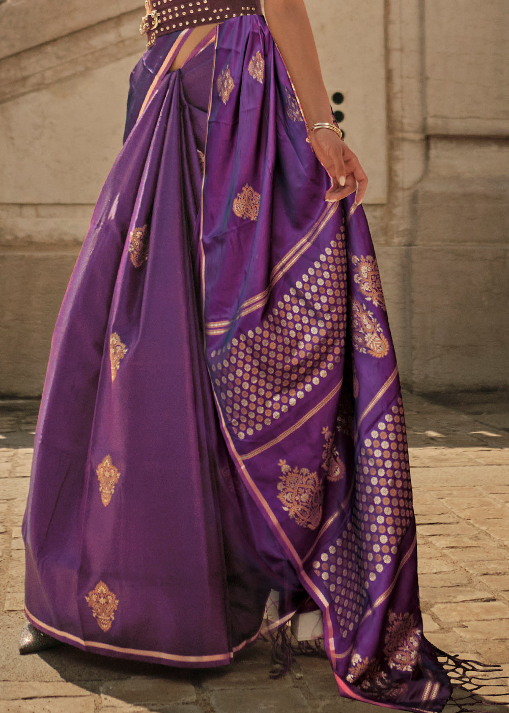 Electric Purple Handloom Woven Satin Silk Saree - Colorful Saree