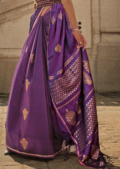 Electric Purple Handloom Woven Satin Silk Saree - Colorful Saree