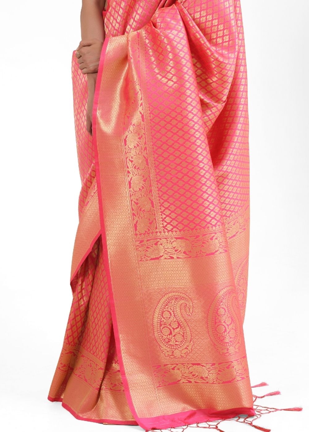 Vivid Pink Kanjivaram Soft Woven Silk Saree - Colorful Saree