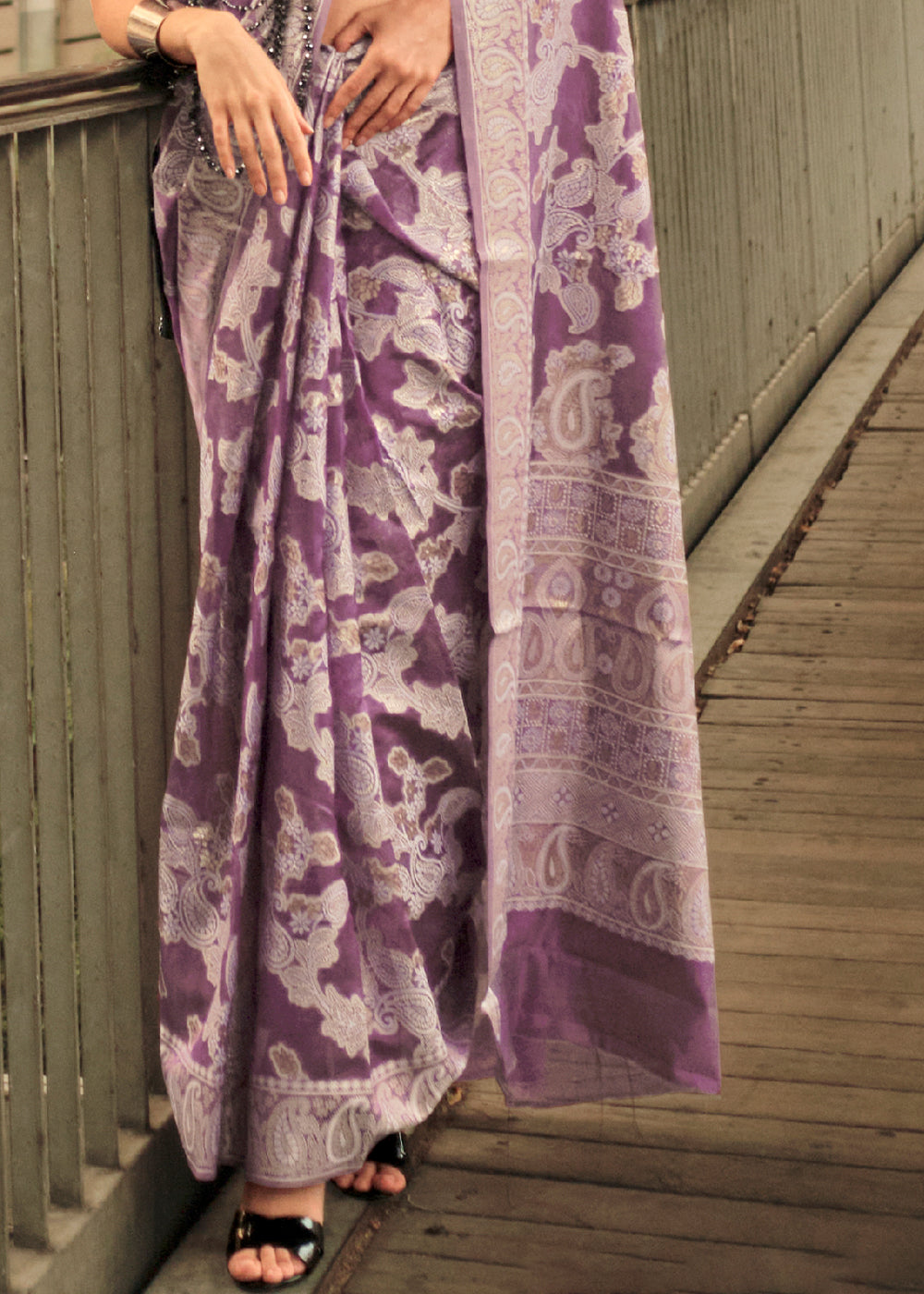 Midnight Purple Zari Handloom Woven Organza Silk Saree - Colorful Saree