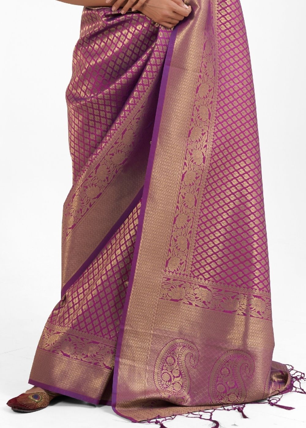 Byzantium Purple Kanjivaram Soft Woven Silk Saree - Colorful Saree