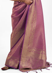 Byzantium Purple Kanjivaram Soft Woven Silk Saree - Colorful Saree