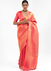 Punch Pink Kanjivaram Soft Woven Silk Saree - Colorful Saree