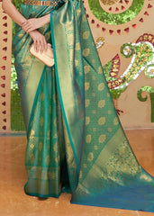 Persian Green Zari Woven Kanjivaram Silk Saree - Colorful Saree