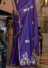 Electric Purple Designer Satin Silk Saree - Colorful Saree