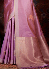 Lilac Violet Zari Woven Banarasi Silk Saree - Colorful Saree