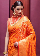 Papaya Orange Woven Patola Silk Saree - Colorful Saree