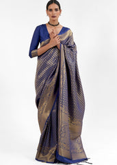 Midnight Blue Kanjivaram Soft Woven Silk Saree - Colorful Saree