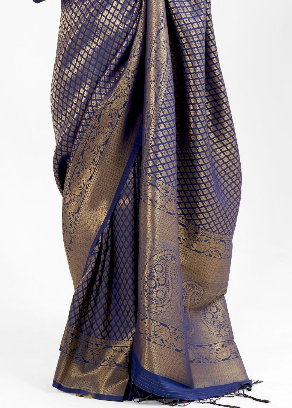 Midnight Blue Kanjivaram Soft Woven Silk Saree - Colorful Saree