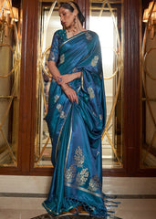 Regal Blue Designer Satin Silk Saree - Colorful Saree