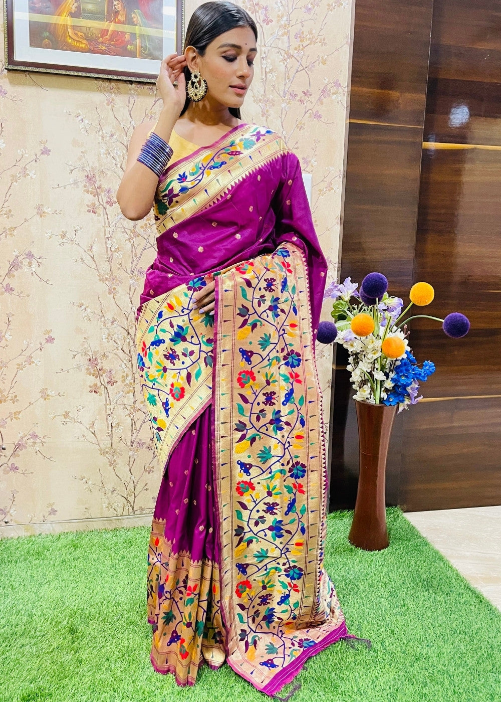 Magenta Purple Zari Woven Paithani Silk Saree - Colorful Saree