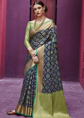 Navy Blue Woven Patola Silk Saree - Colorful Saree