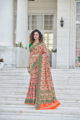 Orange Color Patola Weaving Zari Silk Saree - Colorful Saree