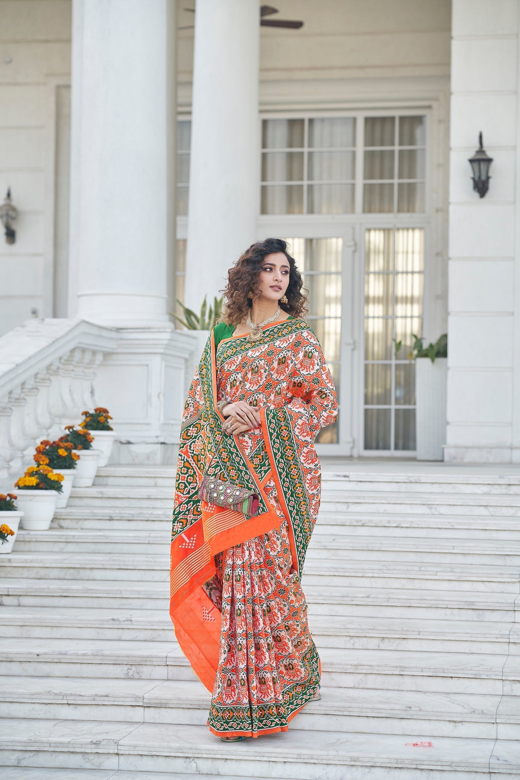 Orange Color Patola Weaving Zari Silk Saree - Colorful Saree