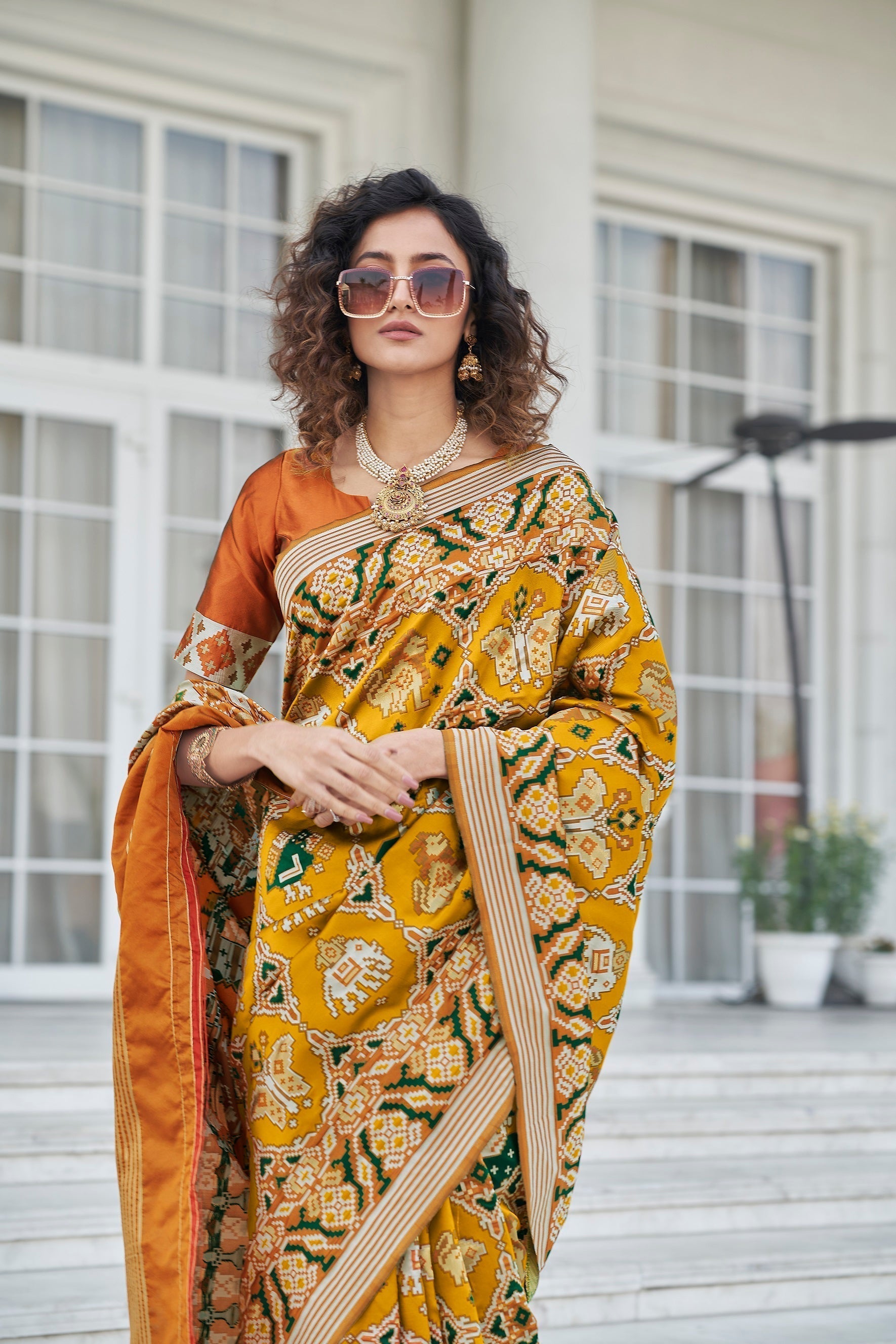 Function Wear Mustard Color Patola Silk Saree - Colorful Saree