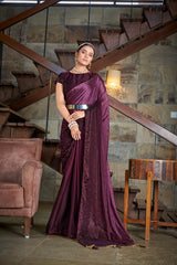 Party Wear Purple Color Diamond Work Double Tone Saree - Colorful Saree