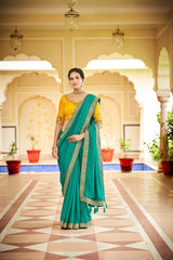 Designer Sky Blue Color Swarovski Sequence Work Silk Saree - Colorful Saree