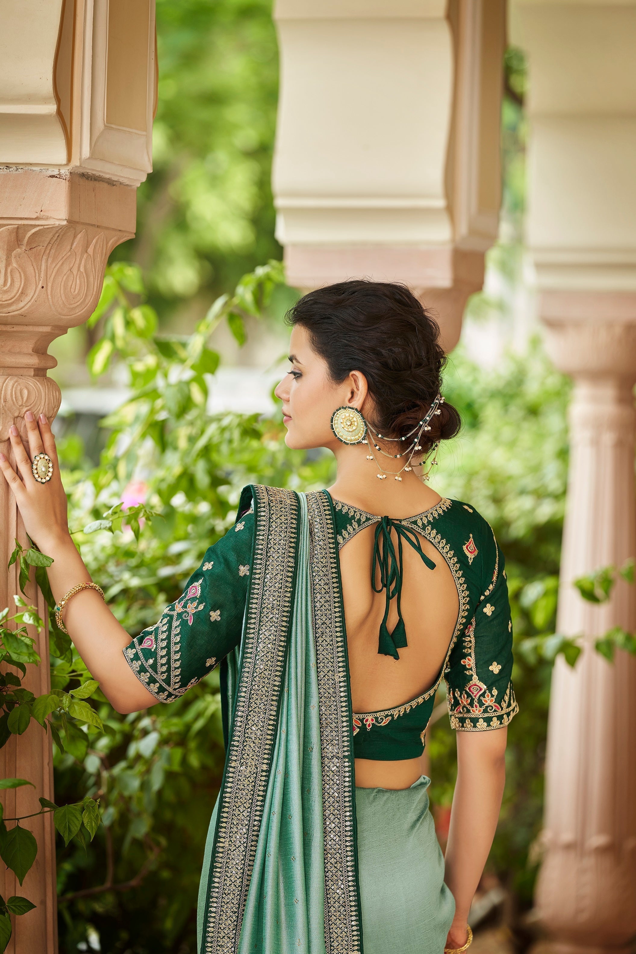 Designer Pista Green Color Swarovski Sequence Work Silk Saree - Colorful Saree