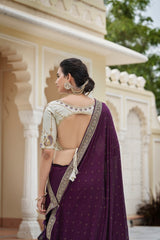 Designer Purple Color Swarovski Sequence Work Silk Saree - Colorful Saree