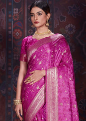 Royal Purple Zari Woven Satin Silk Saree - Colorful Saree