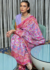 Orchid Purple Banarasi Jamawar Woven Silk Saree - Colorful Saree