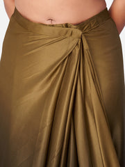 Gold Color Ready to wear Lycra saree with Metal Belt - Colorful Saree