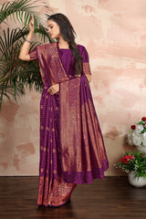 Purple woven banarasi silk traditional saree - Colorful Saree