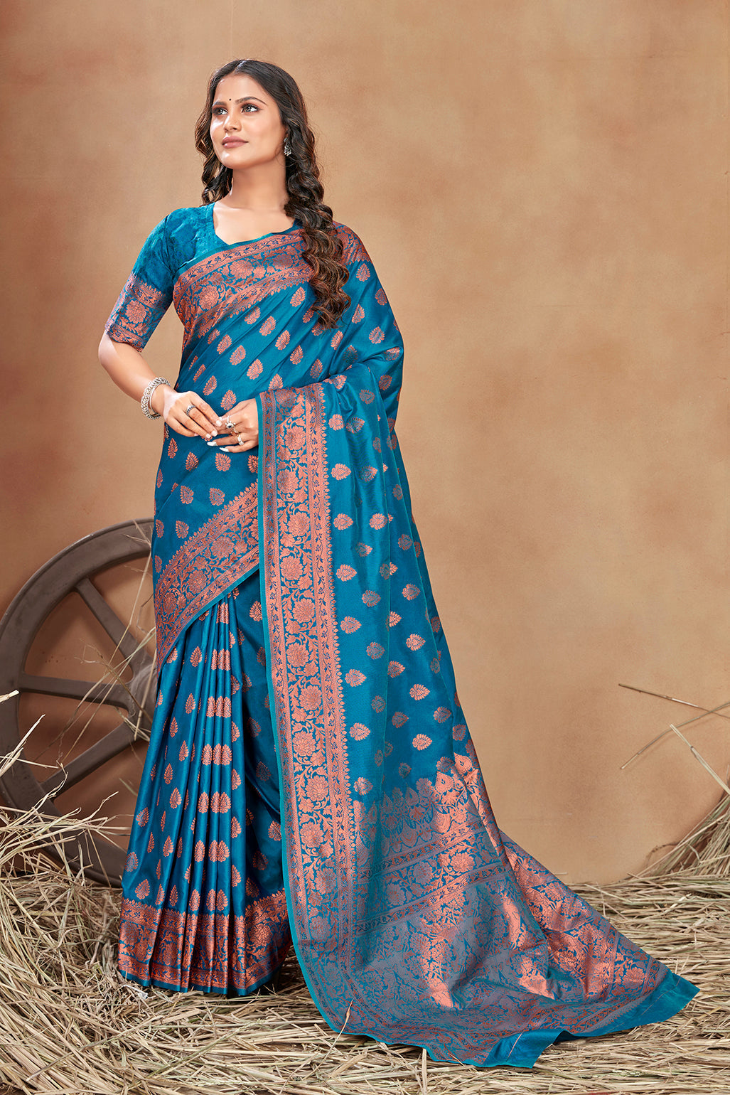 Cobalt blue woven banarasi silk traditional saree - Colorful Saree