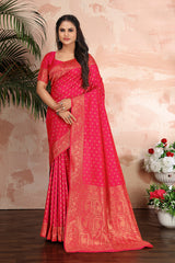 Rani Pink Color Banarasi Silk Zari Work Saree - Colorful Saree