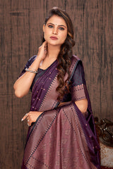 Purple Color Satin Silk Contemporary Saree - Colorful Saree