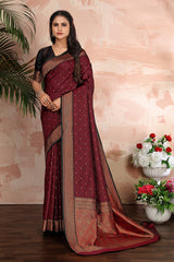 Maroon Color Satin Silk Contemporary Saree - Colorful Saree