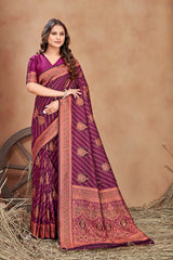 Magenta Color Satin Silk Contemporary Saree - Colorful Saree